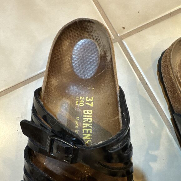 BIRKENSTOCK GRANADA Black Sandal Birki Cork Comfort Slide Sz 37 - Picture 5 of 11